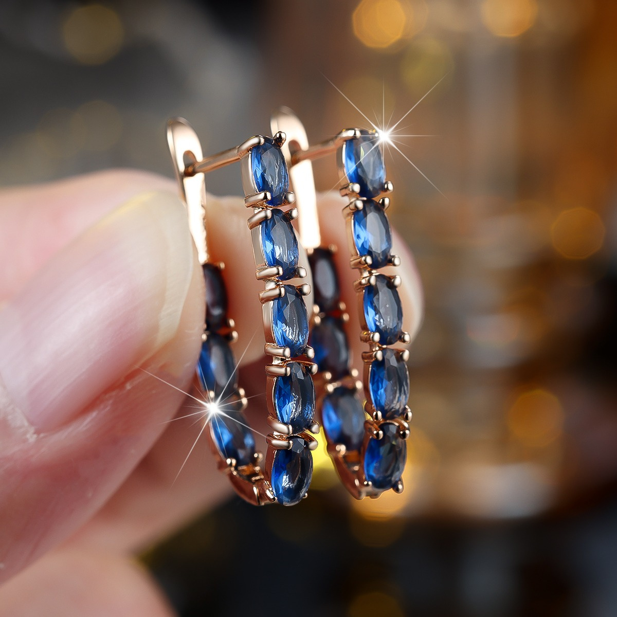 Women's Fashionable U-Shaped Design Earrings with Synthetic Zirconia